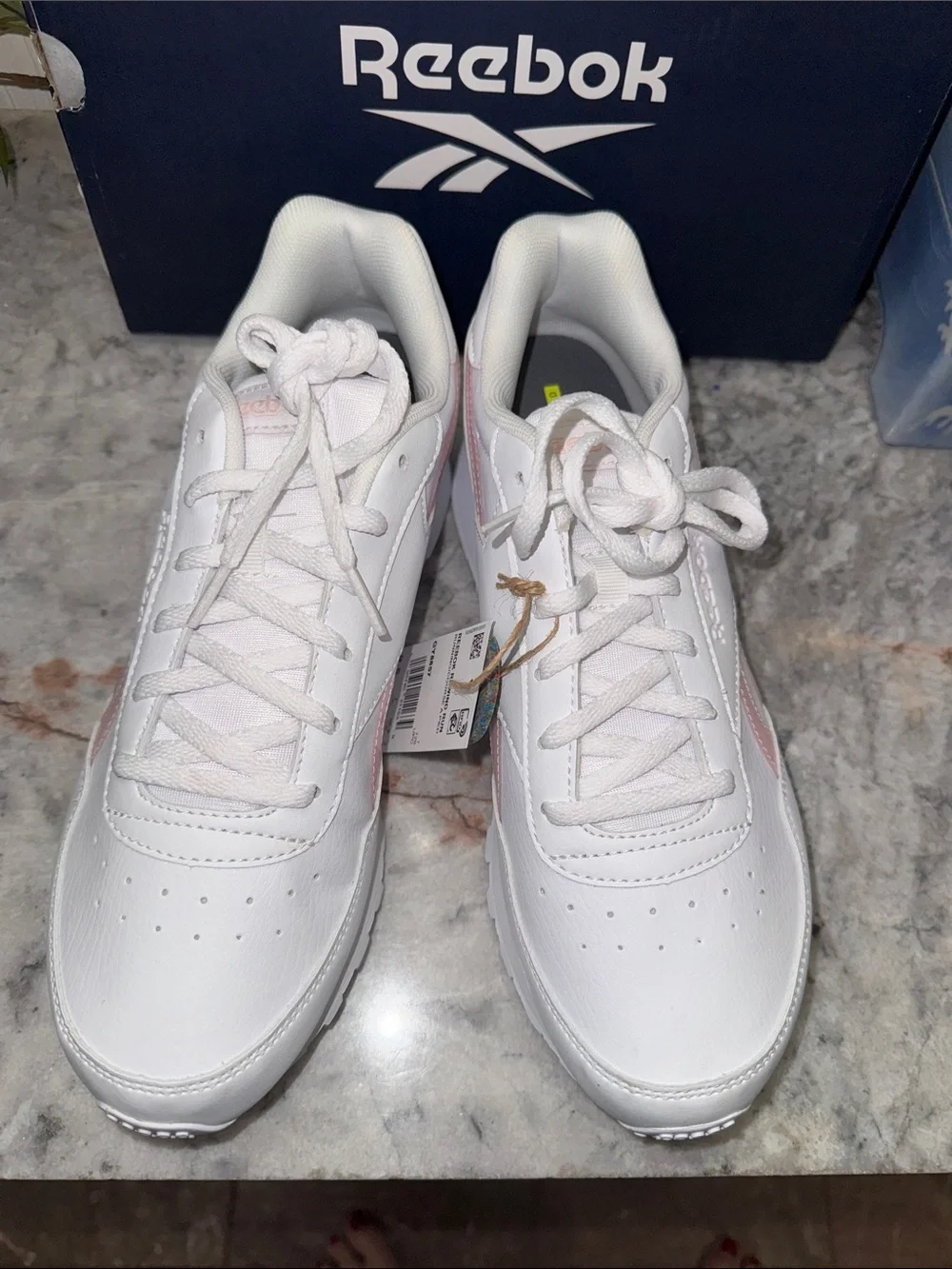 Reebok White Sneakers with Light Pink Accents